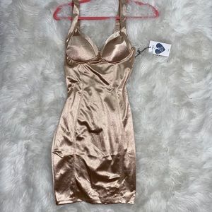 Champagne Satin Bustier Dress